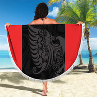 Custom Albania Football Pride Beach Blanket Kuqezinjte Eagle Black Version - Wonder Print Shop