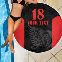 Custom Albania Football Pride Beach Blanket Kuqezinjte Eagle Black Version - Wonder Print Shop