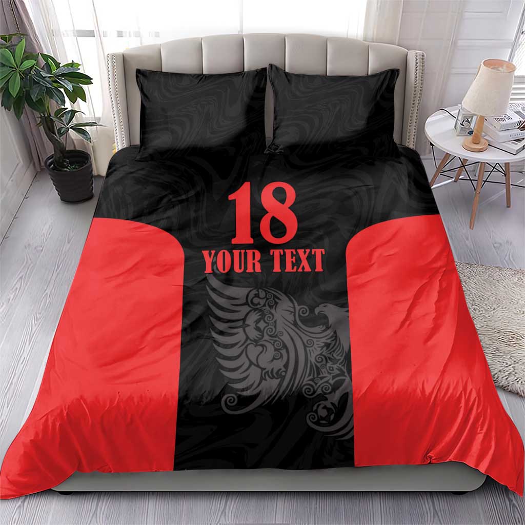 Custom Albania Football Pride Bedding Set Kuqezinjte Eagle Black Version - Wonder Print Shop