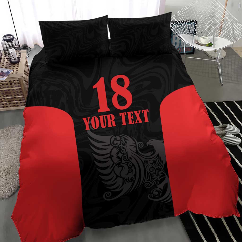 Custom Albania Football Pride Bedding Set Kuqezinjte Eagle Black Version - Wonder Print Shop