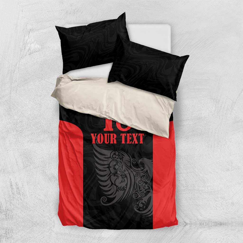 Custom Albania Football Pride Bedding Set Kuqezinjte Eagle Black Version - Wonder Print Shop