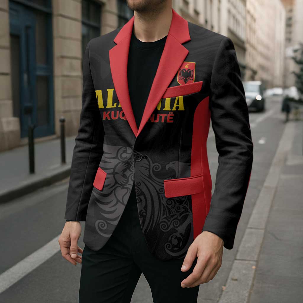 Custom Albania Football Pride Blazer Kuqezinjte Eagle Black Version - Wonder Print Shop