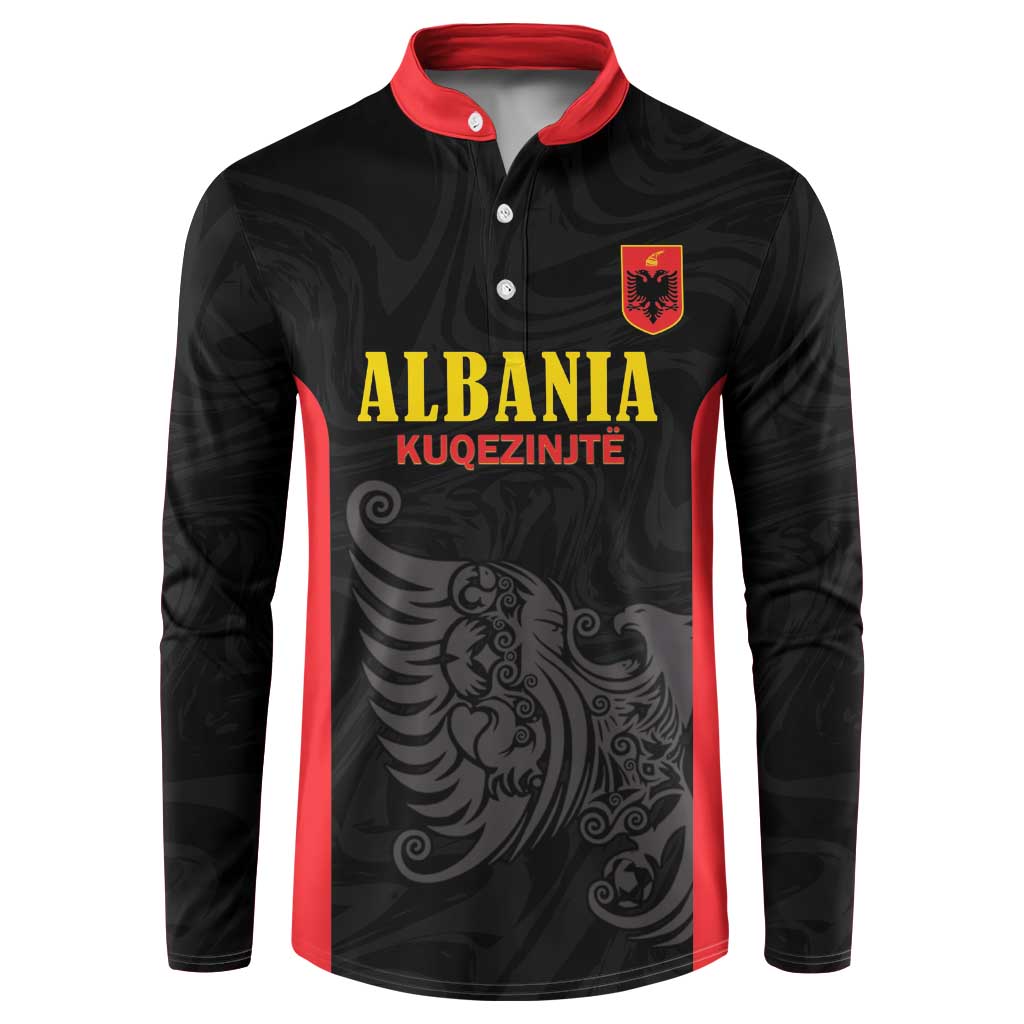 Custom Albania Football Pride Button Sweatshirt Kuqezinjte Eagle Black Version - Wonder Print Shop