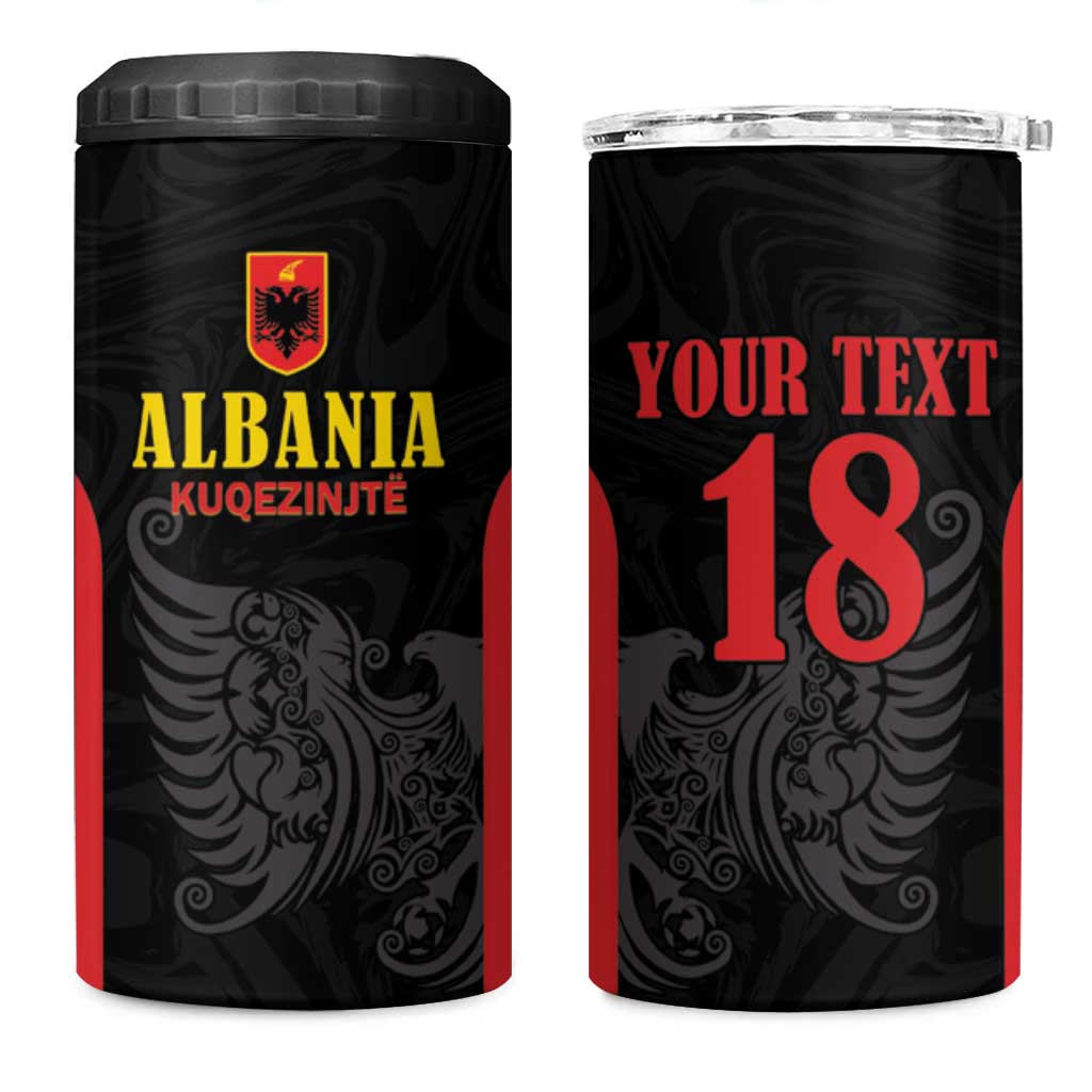 Custom Albania Football Pride 4 in 1 Can Cooler Tumbler Kuqezinjte Eagle Black Version - Wonder Print Shop