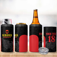 Custom Albania Football Pride 4 in 1 Can Cooler Tumbler Kuqezinjte Eagle Black Version - Wonder Print Shop