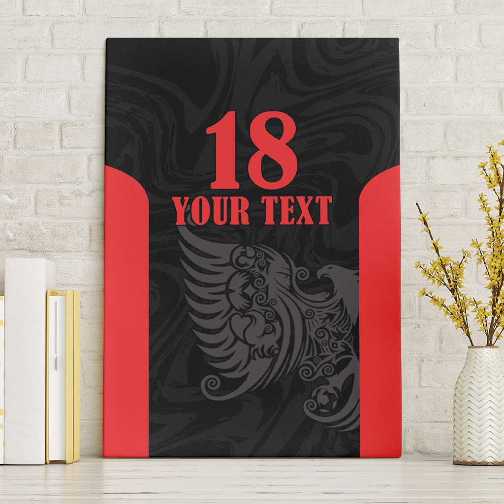 Custom Albania Football Pride Canvas Wall Art Kuqezinjte Eagle Black Version - Wonder Print Shop