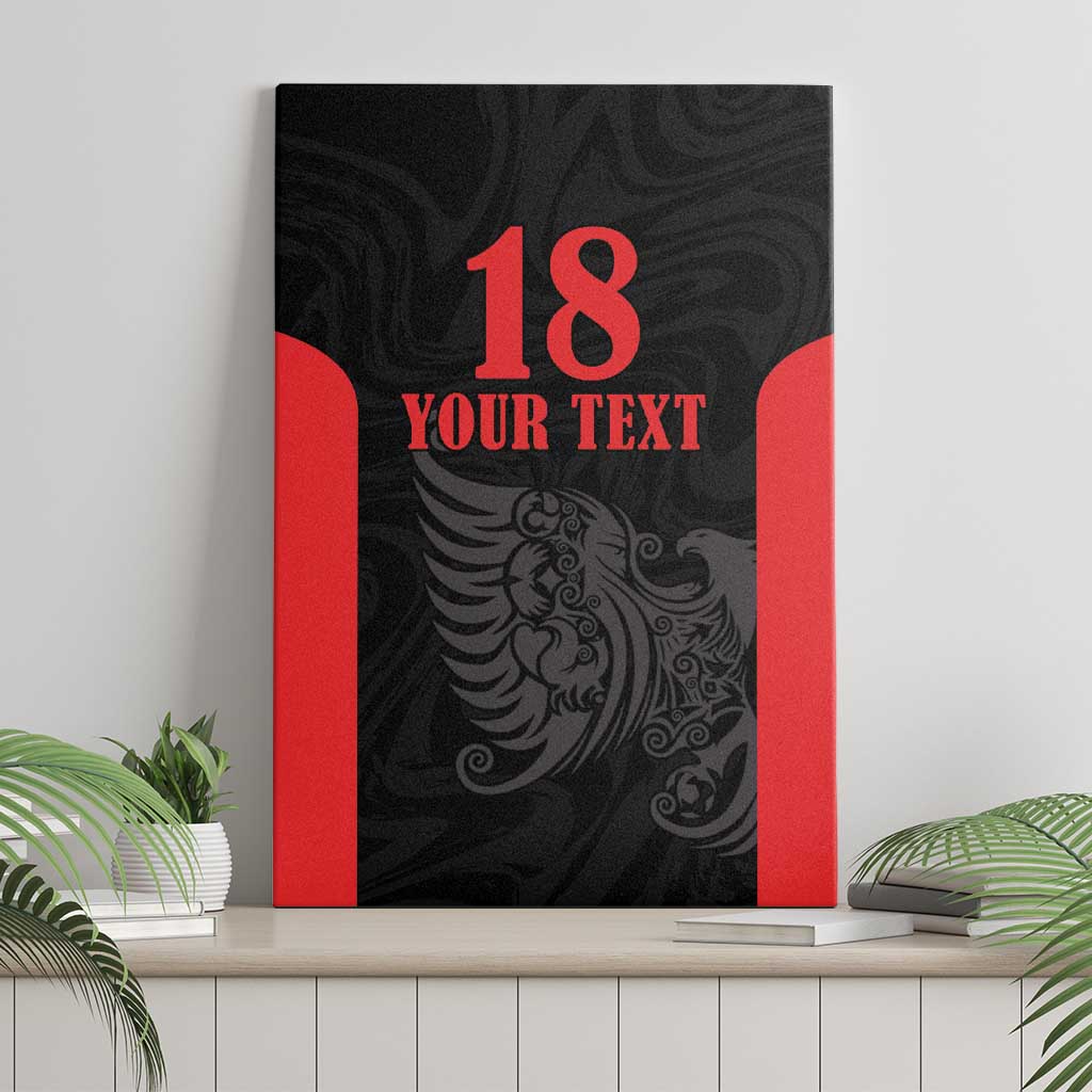 Custom Albania Football Pride Canvas Wall Art Kuqezinjte Eagle Black Version - Wonder Print Shop