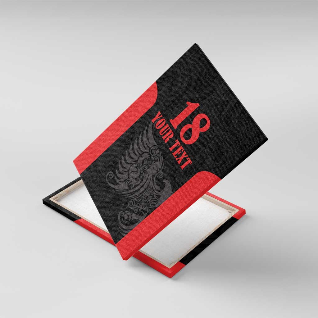 Custom Albania Football Pride Canvas Wall Art Kuqezinjte Eagle Black Version - Wonder Print Shop