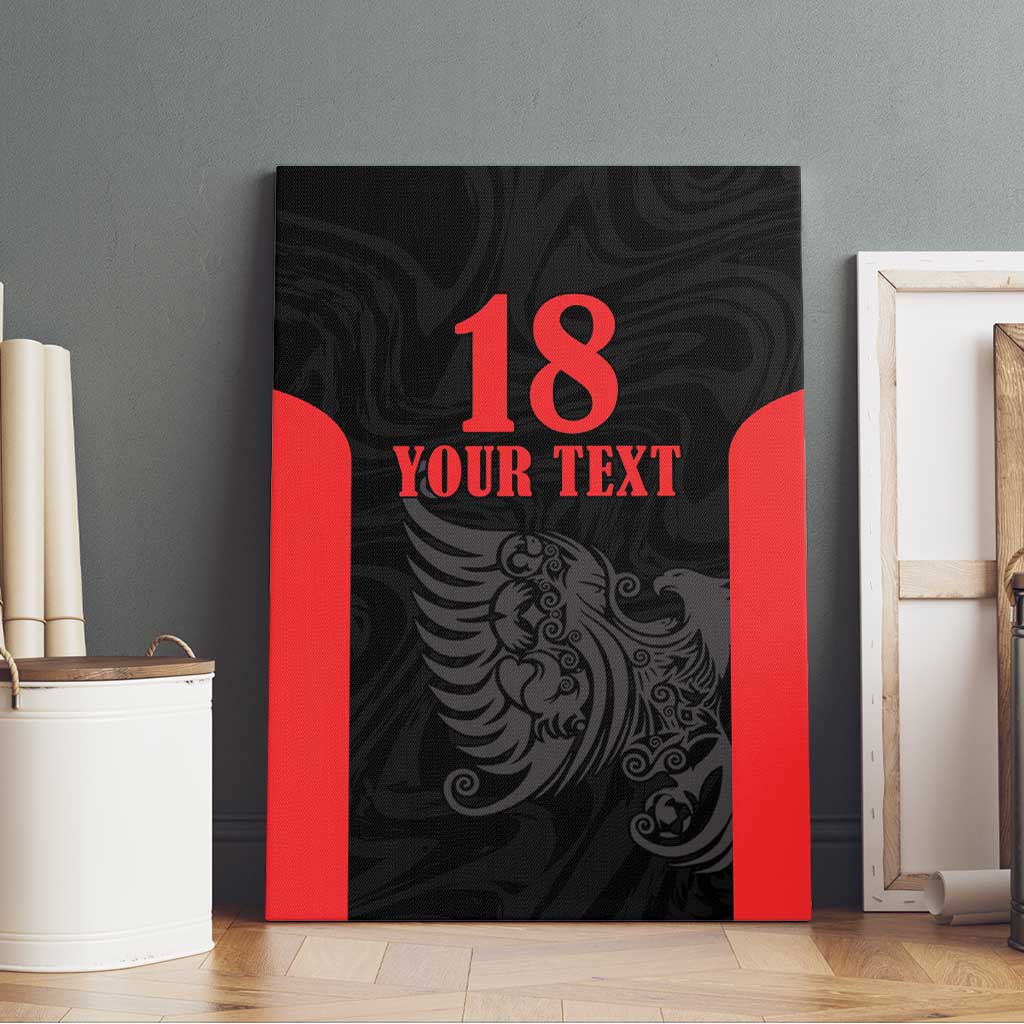 Custom Albania Football Pride Canvas Wall Art Kuqezinjte Eagle Black Version - Wonder Print Shop
