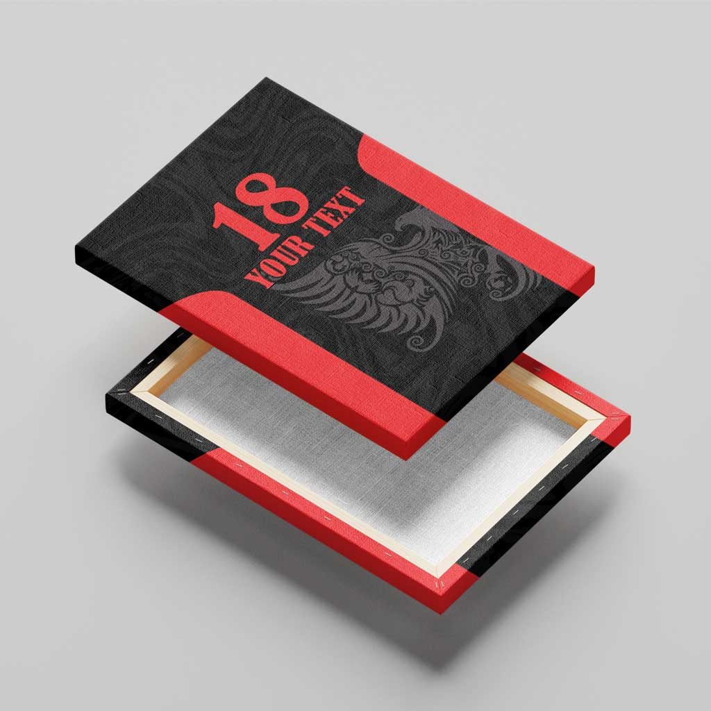 Custom Albania Football Pride Canvas Wall Art Kuqezinjte Eagle Black Version - Wonder Print Shop