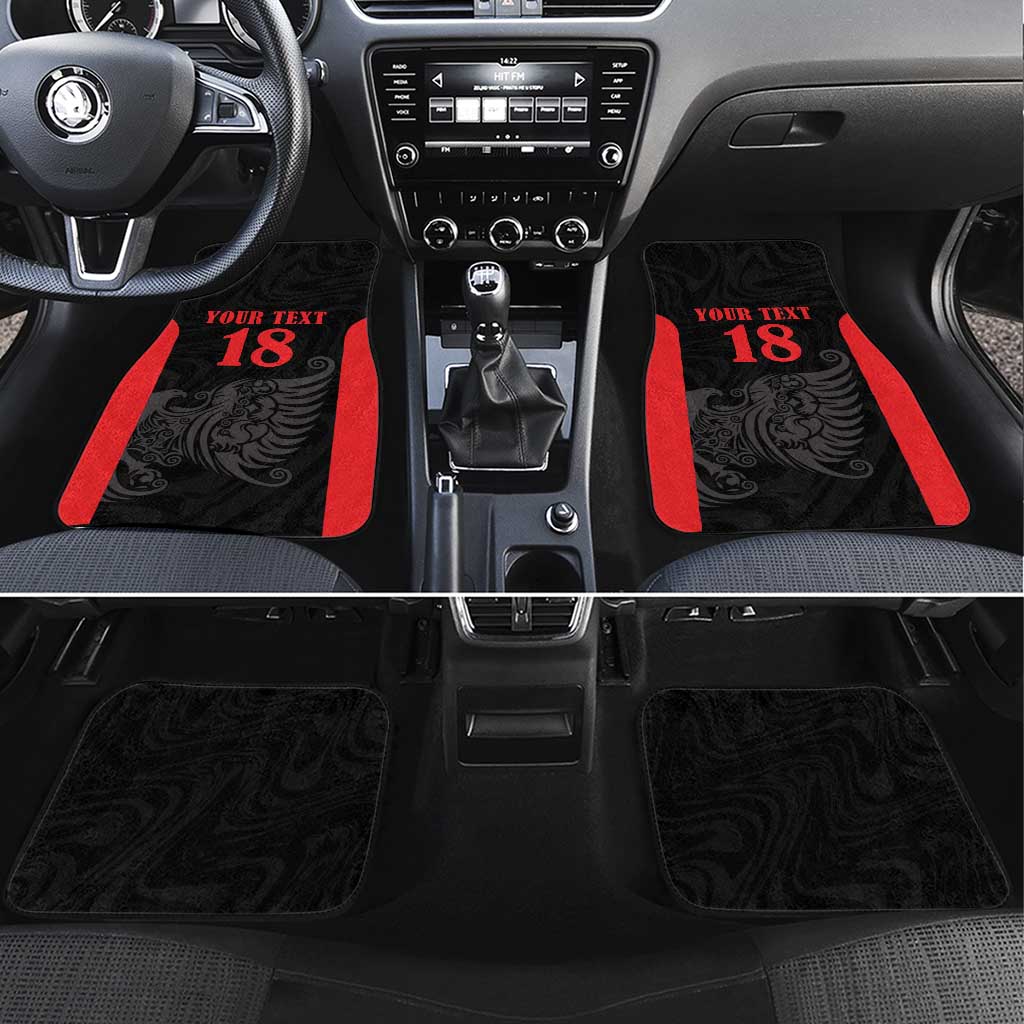 Custom Albania Football Pride Car Mats Kuqezinjte Eagle Black Version - Wonder Print Shop