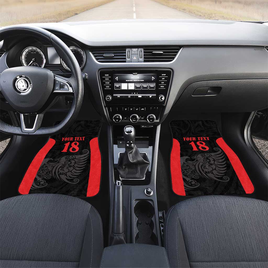 Custom Albania Football Pride Car Mats Kuqezinjte Eagle Black Version - Wonder Print Shop