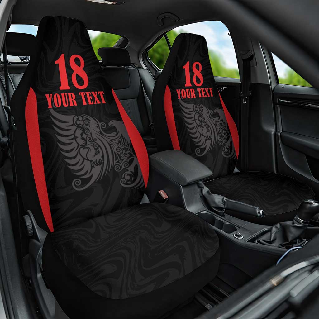 Custom Albania Football Pride Car Seat Cover Kuqezinjte Eagle Black Version - Wonder Print Shop
