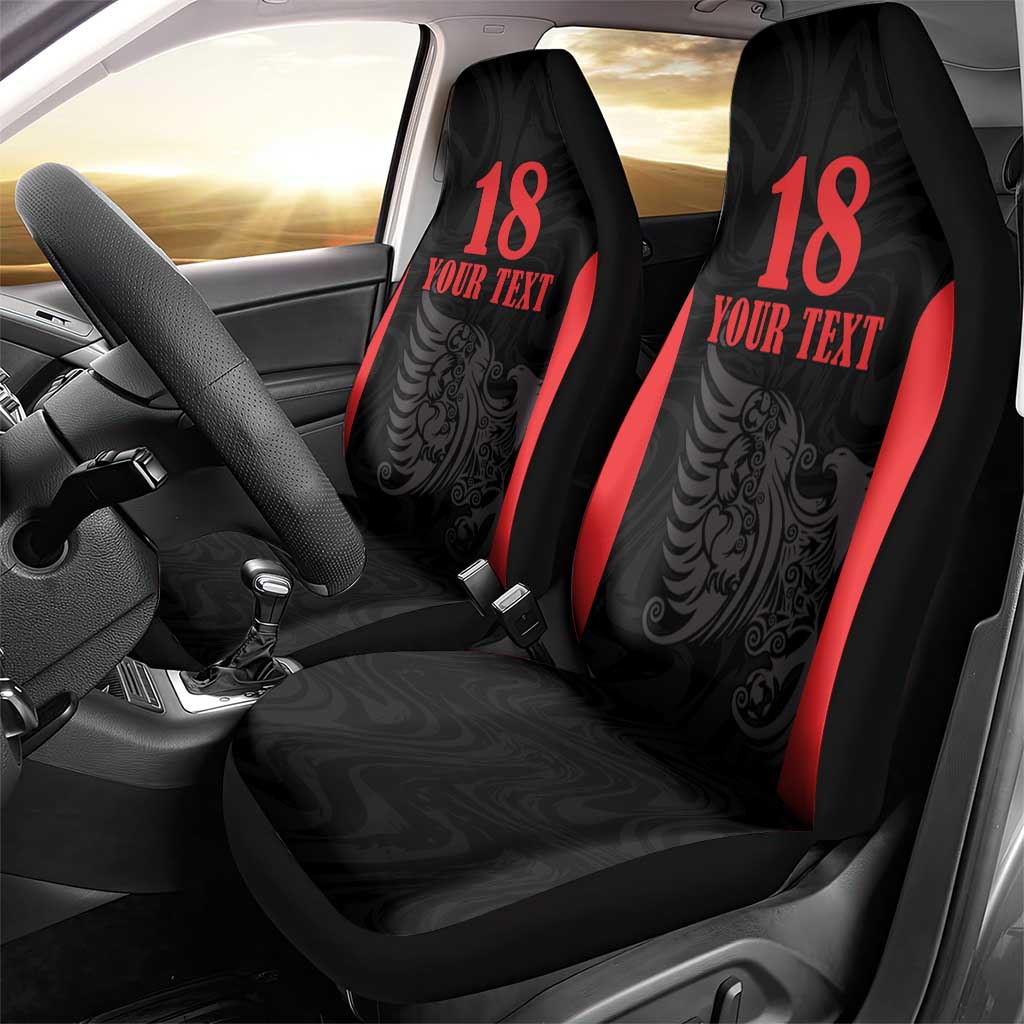 Custom Albania Football Pride Car Seat Cover Kuqezinjte Eagle Black Version - Wonder Print Shop