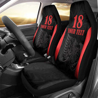 Custom Albania Football Pride Car Seat Cover Kuqezinjte Eagle Black Version - Wonder Print Shop
