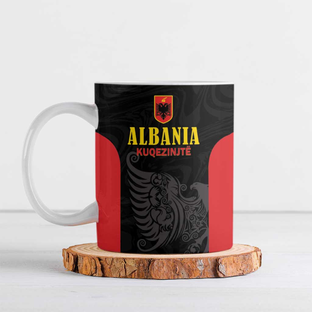 Custom Albania Football Pride Ceramic Mug Kuqezinjte Eagle Black Version - Wonder Print Shop