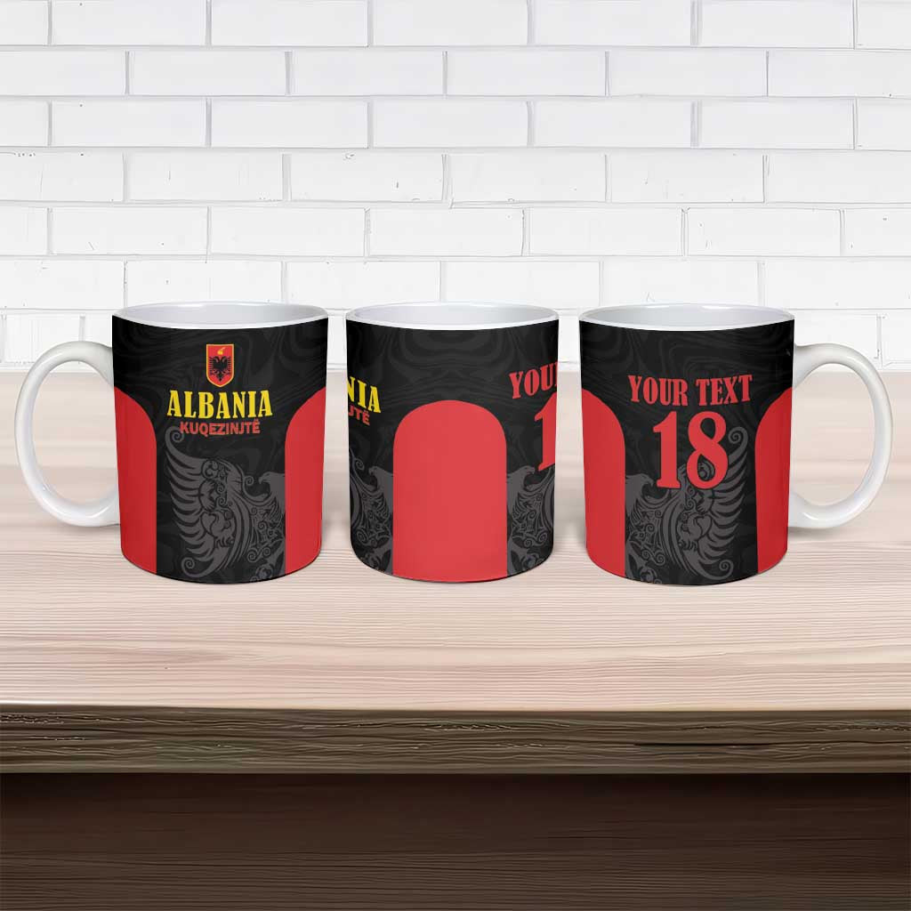 Custom Albania Football Pride Ceramic Mug Kuqezinjte Eagle Black Version - Wonder Print Shop