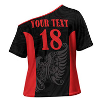 Custom Albania Football Pride Cross Shoulder Shirt Kuqezinjte Eagle Black Version - Wonder Print Shop