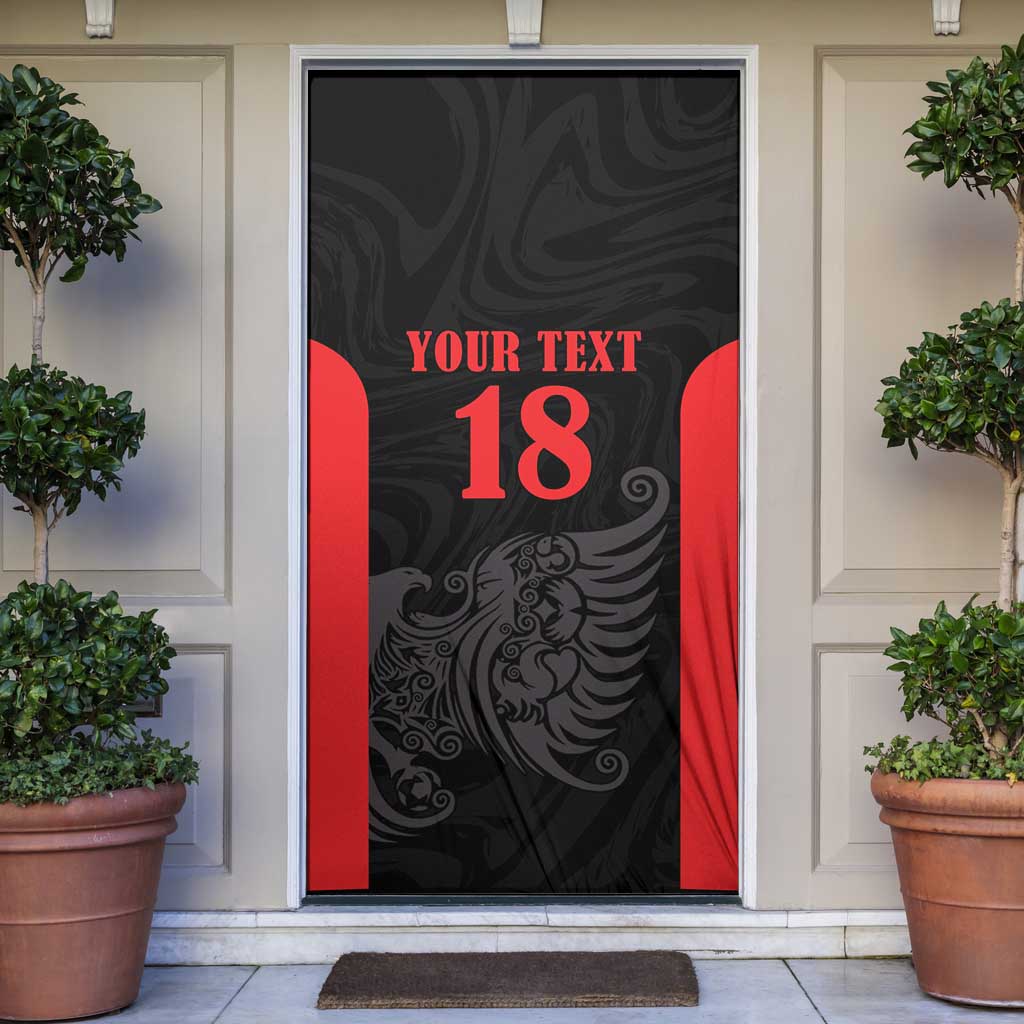Custom Albania Football Pride Door Cover Kuqezinjte Eagle Black Version - Wonder Print Shop
