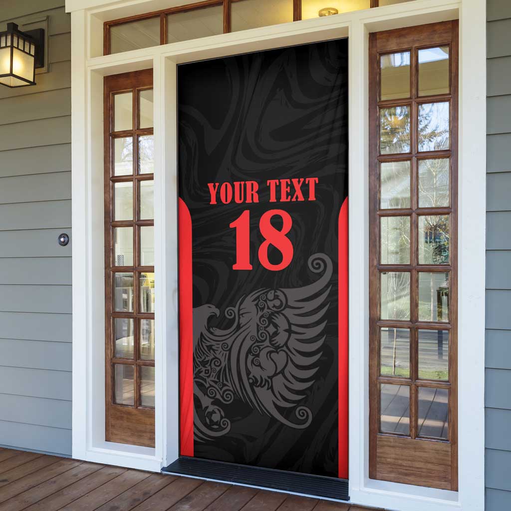 Custom Albania Football Pride Door Cover Kuqezinjte Eagle Black Version - Wonder Print Shop