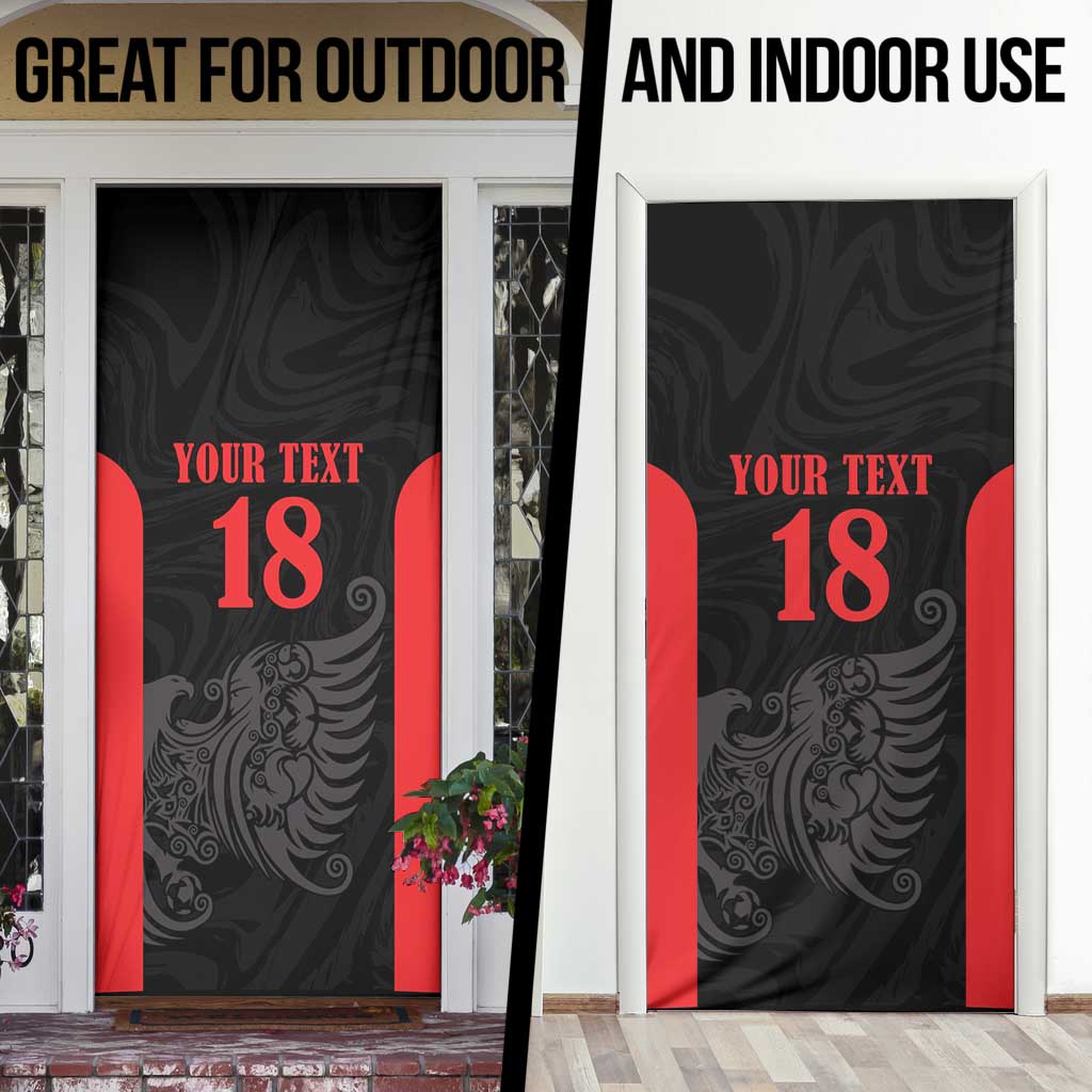 Custom Albania Football Pride Door Cover Kuqezinjte Eagle Black Version - Wonder Print Shop
