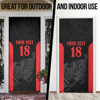 Custom Albania Football Pride Door Cover Kuqezinjte Eagle Black Version - Wonder Print Shop