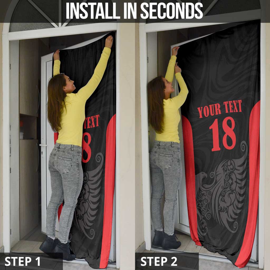 Custom Albania Football Pride Door Cover Kuqezinjte Eagle Black Version - Wonder Print Shop