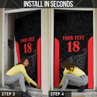 Custom Albania Football Pride Door Cover Kuqezinjte Eagle Black Version - Wonder Print Shop