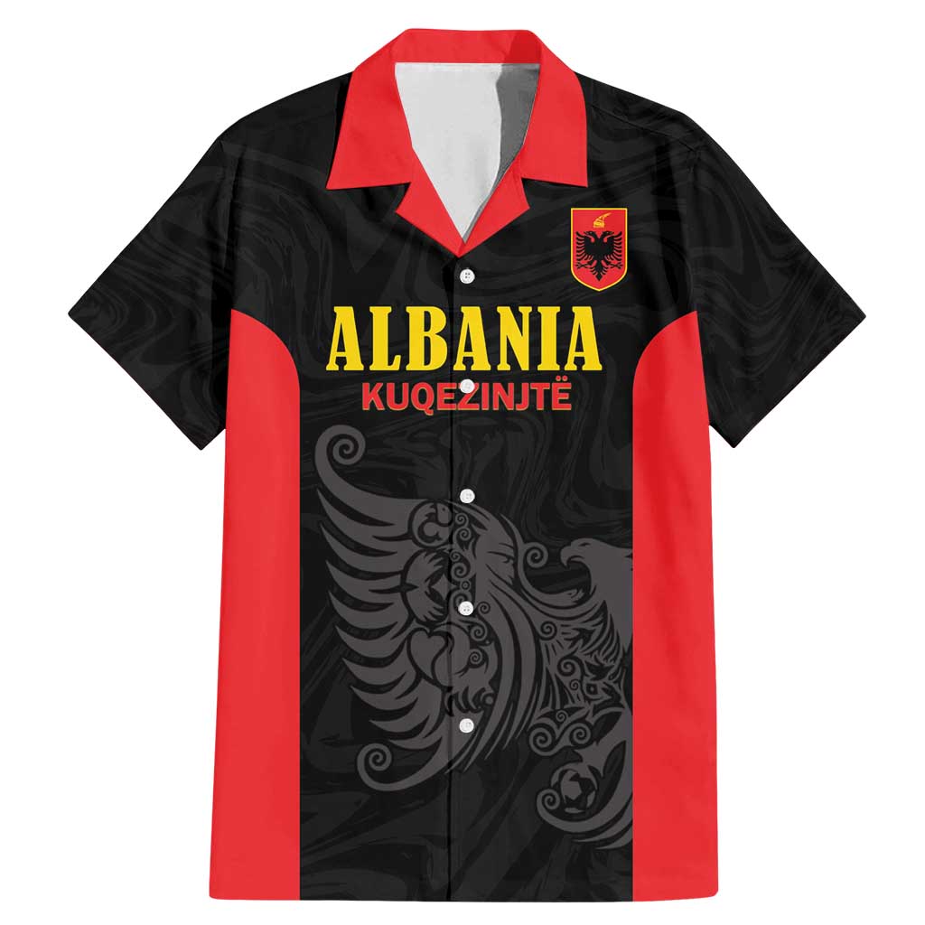 Custom Albania Football Pride Family Matching Mermaid Dress and Hawaiian Shirt Kuqezinjte Eagle Black Version - Wonder Print Shop
