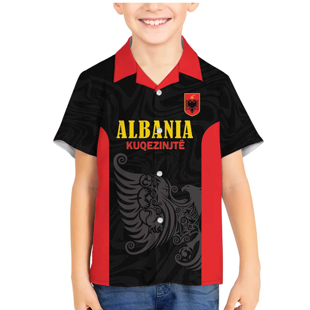 Custom Albania Football Pride Family Matching Mermaid Dress and Hawaiian Shirt Kuqezinjte Eagle Black Version - Wonder Print Shop