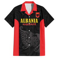 Custom Albania Football Pride Family Matching Off The Shoulder Long Sleeve Dress and Hawaiian Shirt Kuqezinjte Eagle Black Version - Wonder Print Shop