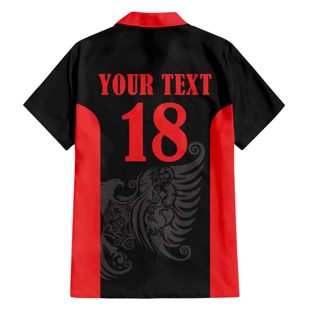Custom Albania Football Pride Family Matching Off Shoulder Short Dress and Hawaiian Shirt Kuqezinjte Eagle Black Version - Wonder Print Shop