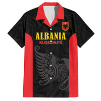 Custom Albania Football Pride Family Matching Short Sleeve Bodycon Dress and Hawaiian Shirt Kuqezinjte Eagle Black Version - Wonder Print Shop