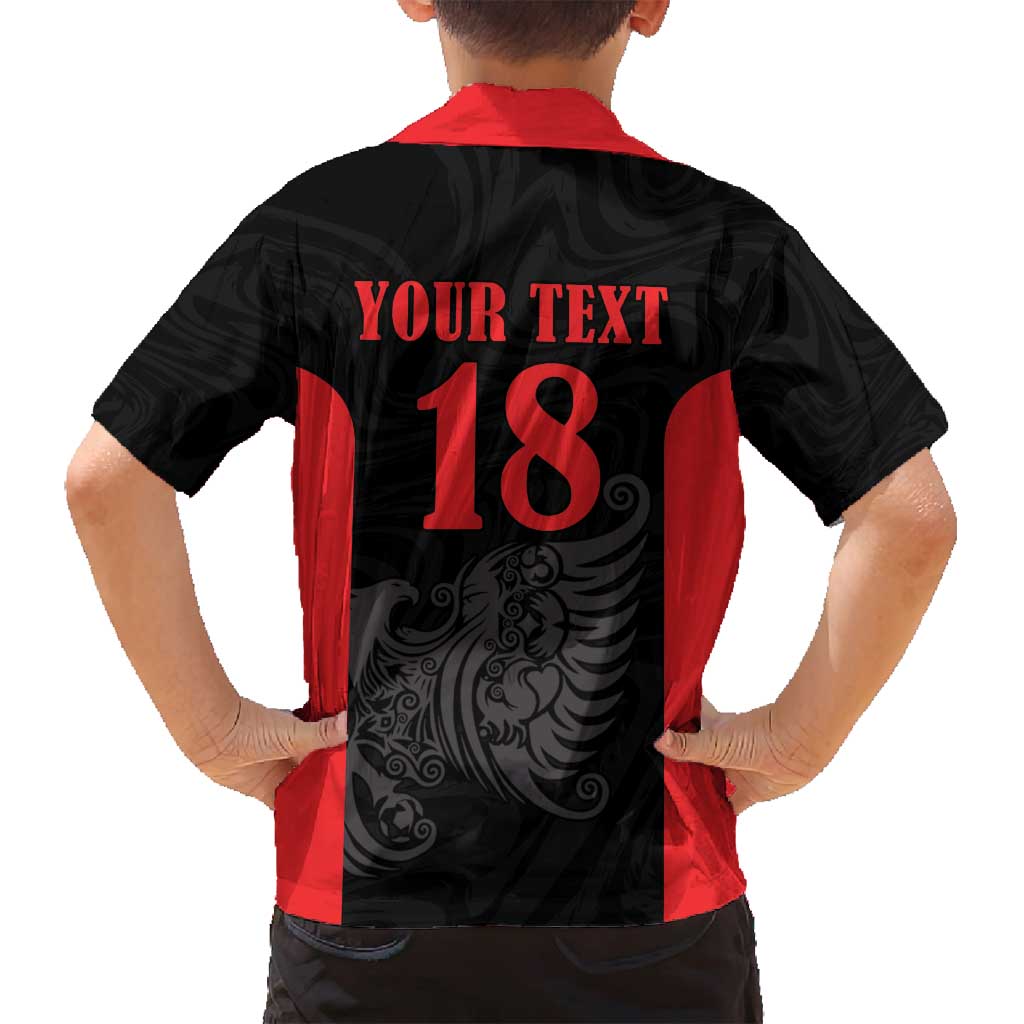 Custom Albania Football Pride Family Matching Summer Maxi Dress and Hawaiian Shirt Kuqezinjte Eagle Black Version - Wonder Print Shop