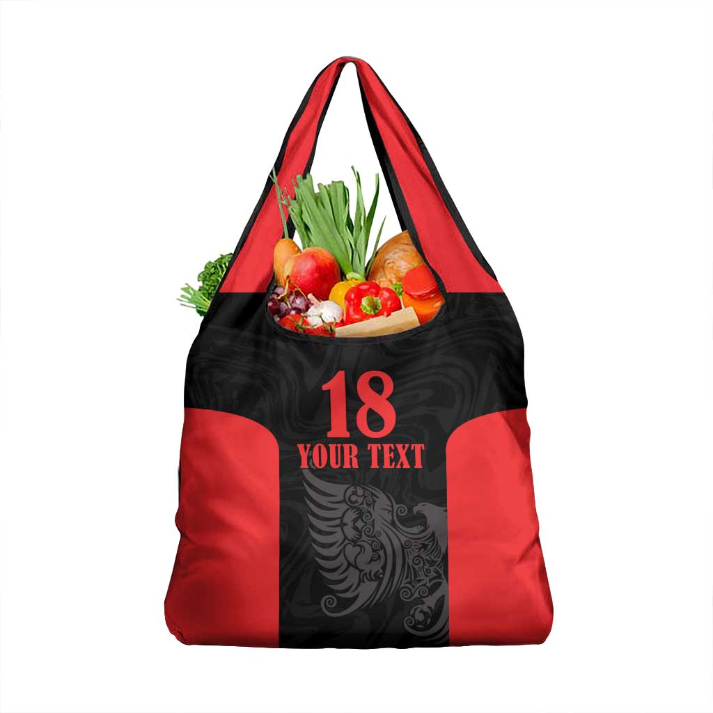 Custom Albania Football Pride Grocery Bag Kuqezinjte Eagle Black Version - Wonder Print Shop