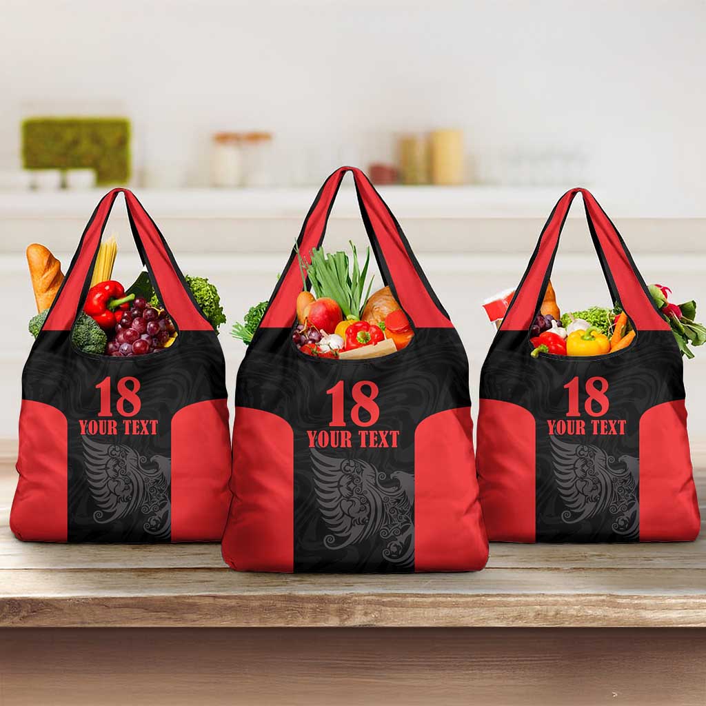 Custom Albania Football Pride Grocery Bag Kuqezinjte Eagle Black Version - Wonder Print Shop