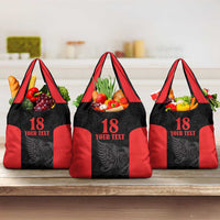 Custom Albania Football Pride Grocery Bag Kuqezinjte Eagle Black Version - Wonder Print Shop