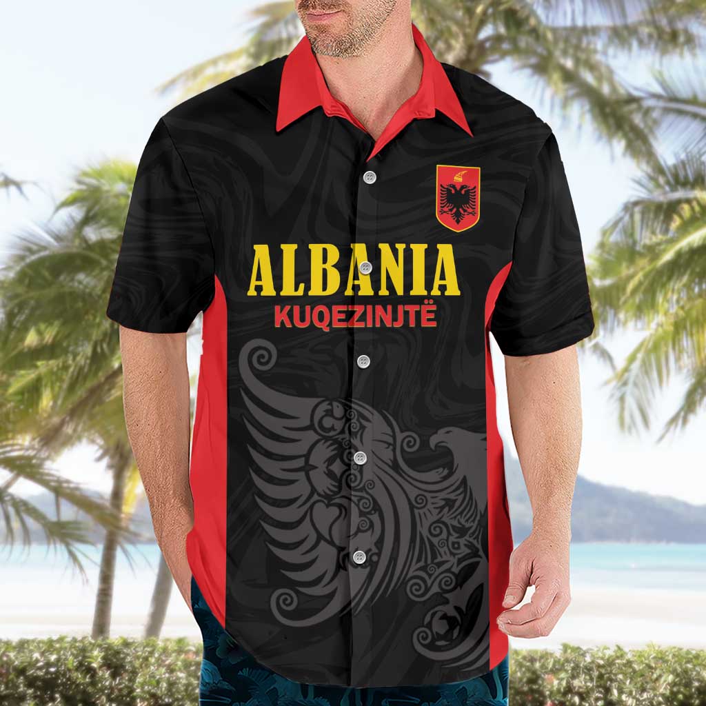 Custom Albania Football Pride Hawaiian Shirt Kuqezinjte Eagle Black Version - Wonder Print Shop
