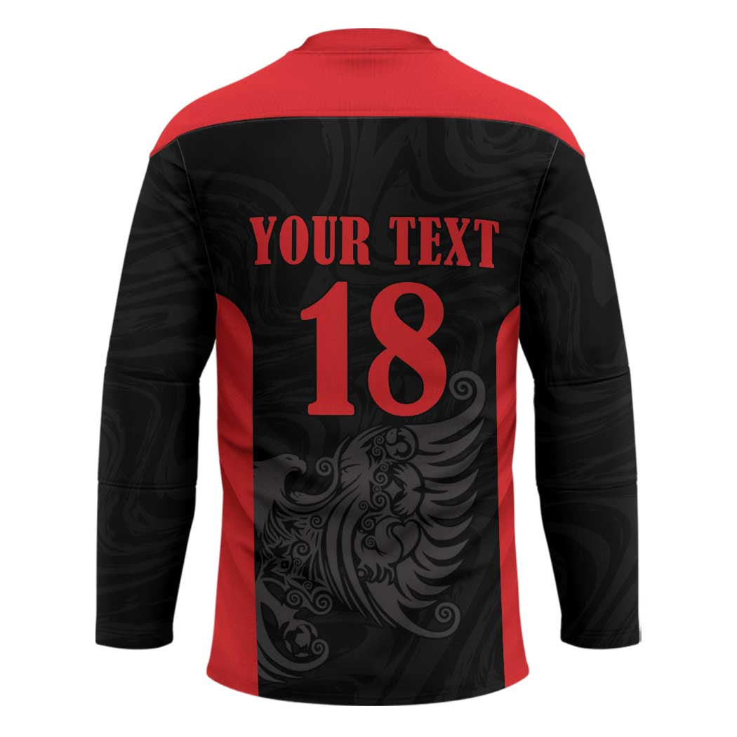 Custom Albania Football Pride Hockey Jersey Kuqezinjte Eagle Black Version - Wonder Print Shop