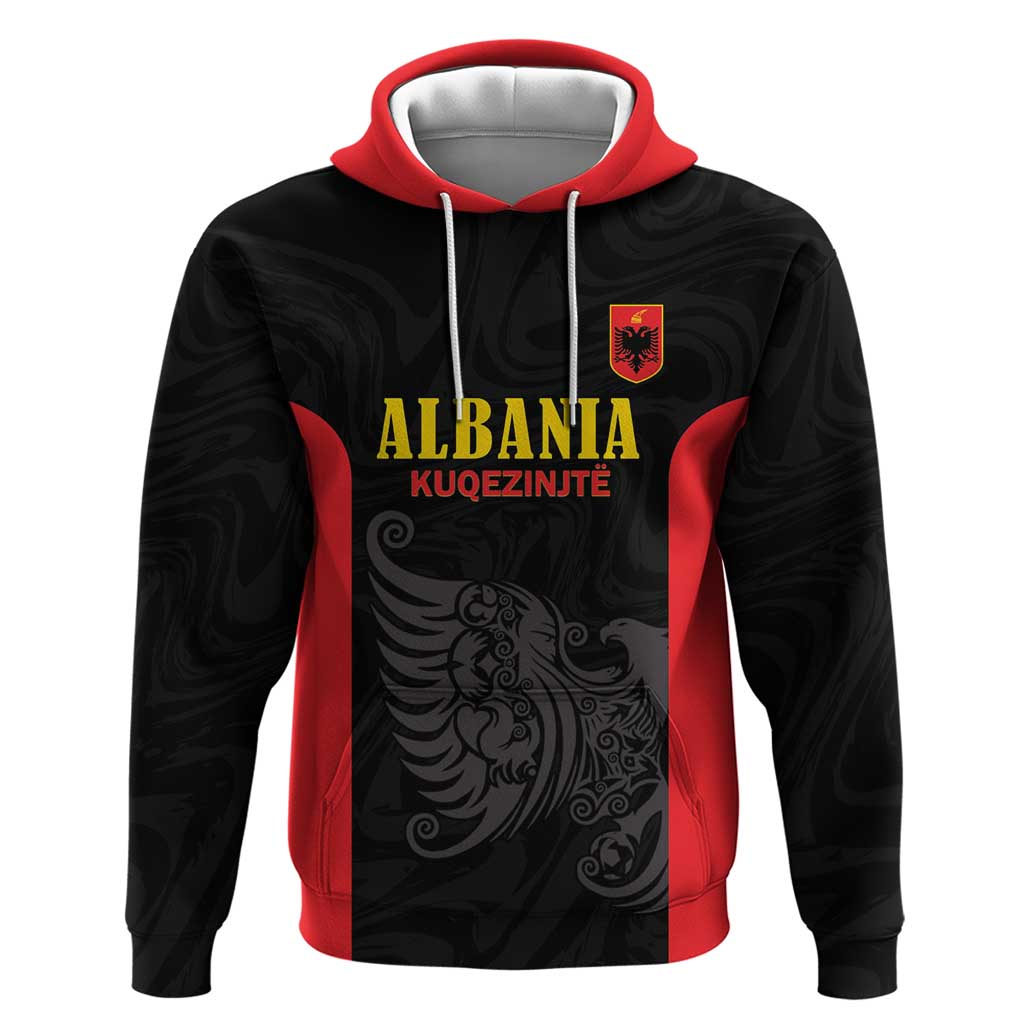 Custom Albania Football Pride Hoodie Kuqezinjte Eagle Black Version - Wonder Print Shop