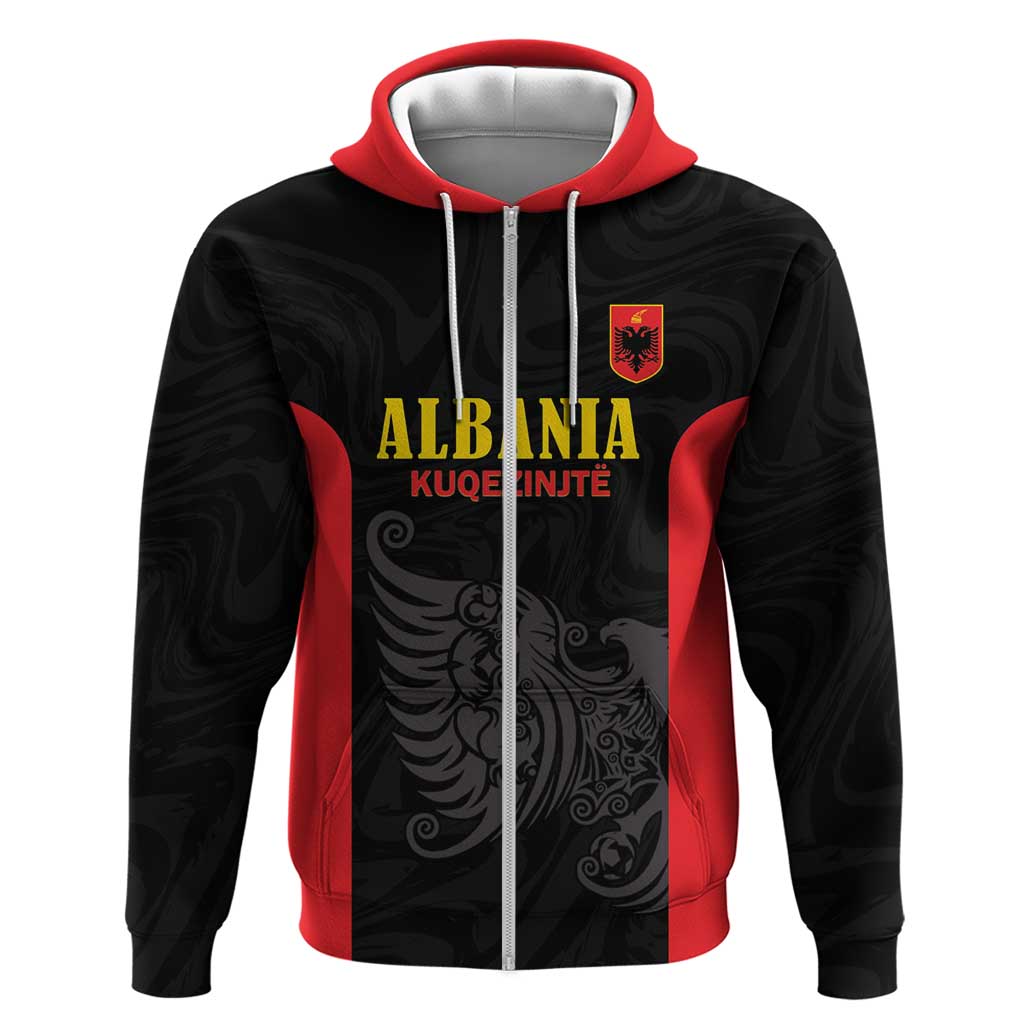 Custom Albania Football Pride Hoodie Kuqezinjte Eagle Black Version - Wonder Print Shop