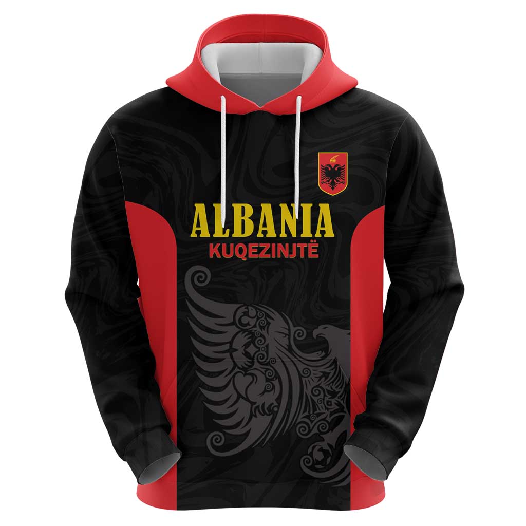 Custom Albania Football Pride Hoodie Kuqezinjte Eagle Black Version - Wonder Print Shop