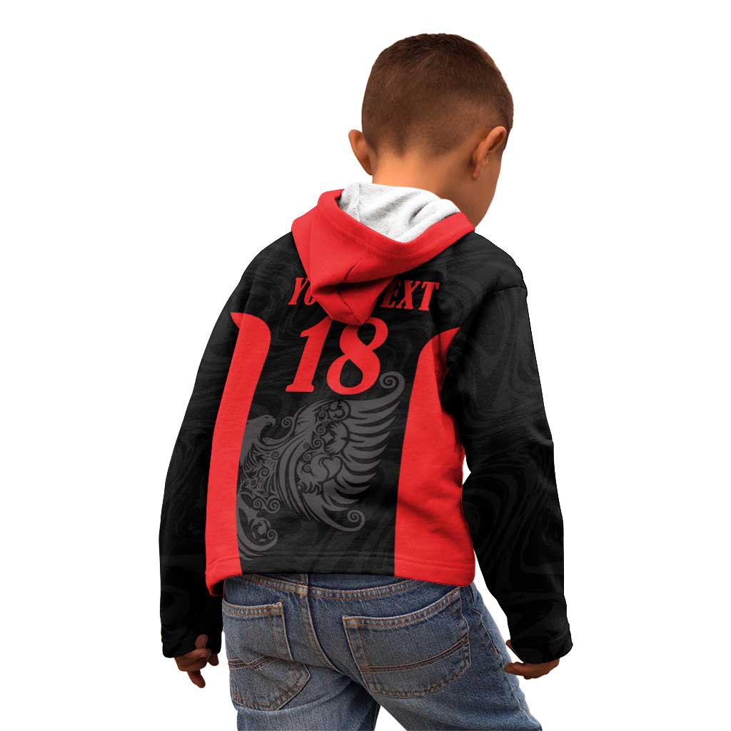 Custom Albania Football Pride Kid Hoodie Kuqezinjte Eagle Black Version - Wonder Print Shop