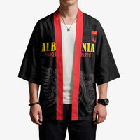 Custom Albania Football Pride Kimono Kuqezinjte Eagle Black Version - Wonder Print Shop