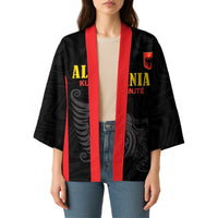 Custom Albania Football Pride Kimono Kuqezinjte Eagle Black Version - Wonder Print Shop