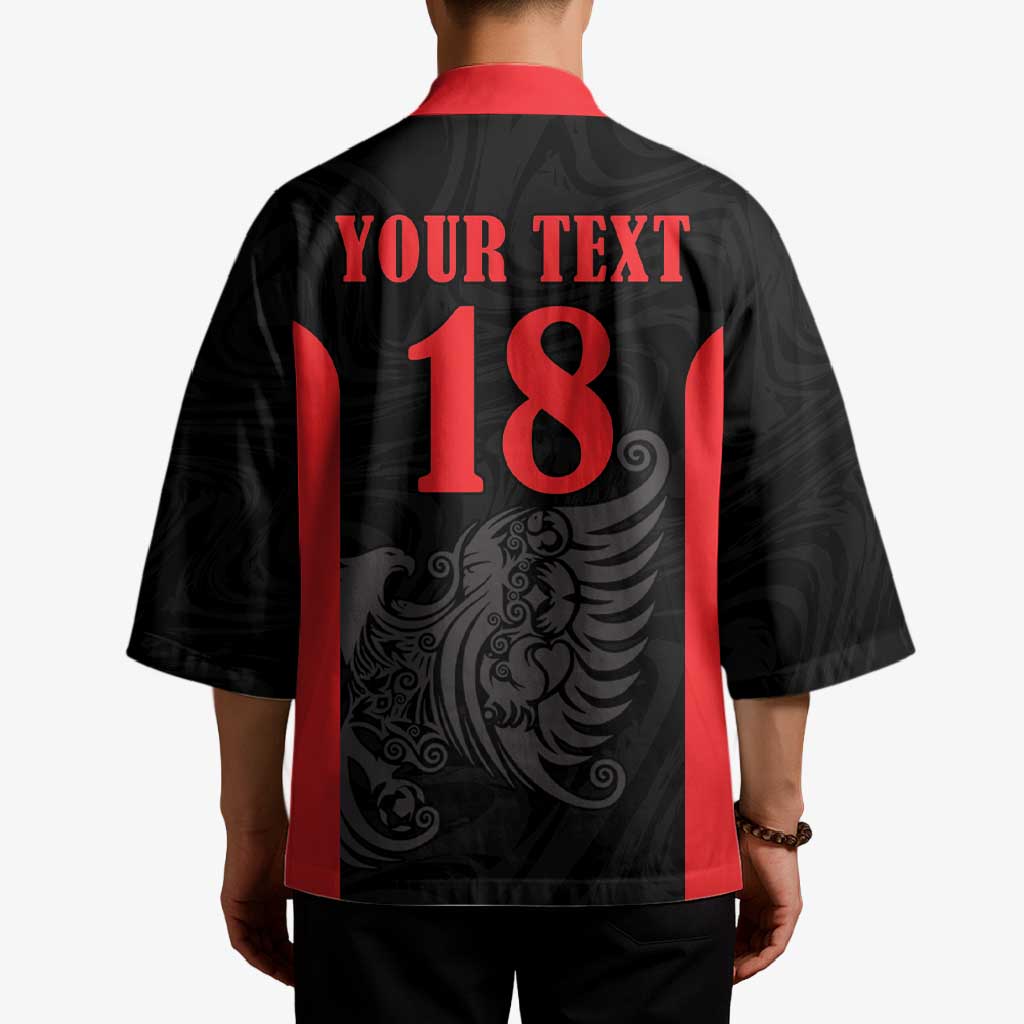 Custom Albania Football Pride Kimono Kuqezinjte Eagle Black Version - Wonder Print Shop