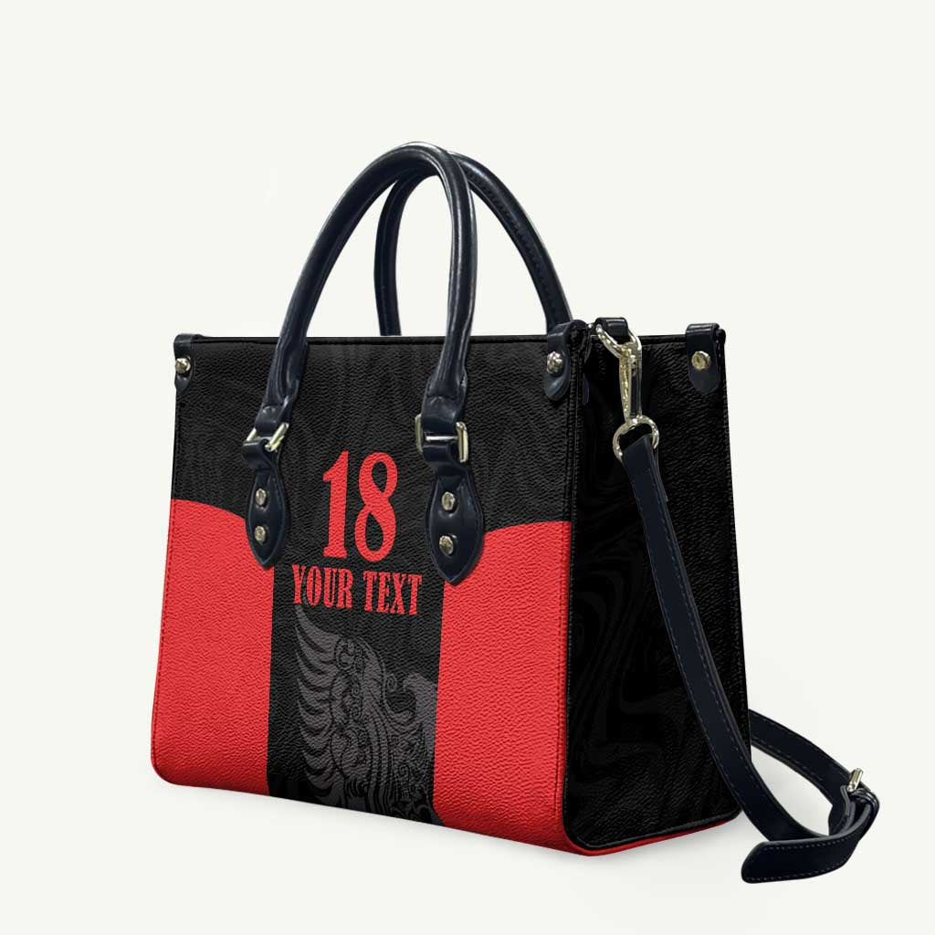 Custom Albania Football Pride Leather Bag Kuqezinjte Eagle Black Version - Wonder Print Shop