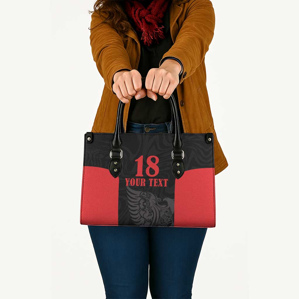 Custom Albania Football Pride Leather Bag Kuqezinjte Eagle Black Version - Wonder Print Shop
