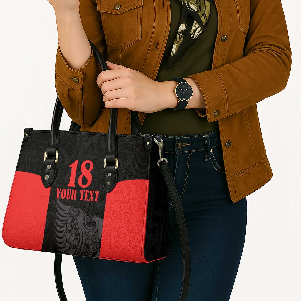 Custom Albania Football Pride Leather Bag Kuqezinjte Eagle Black Version - Wonder Print Shop