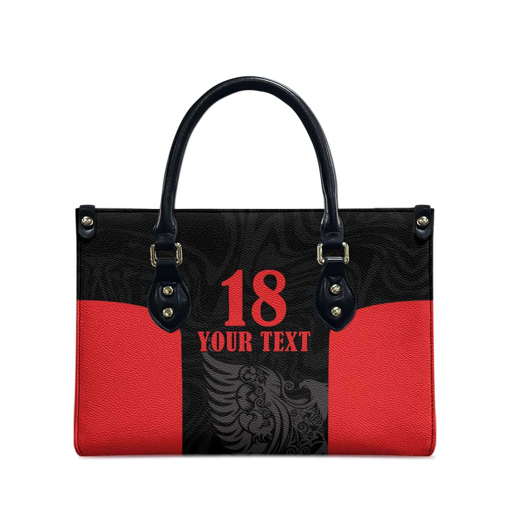 Custom Albania Football Pride Leather Bag Kuqezinjte Eagle Black Version - Wonder Print Shop